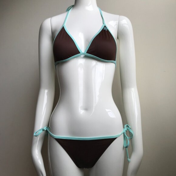 Billabong BLUE CRUSH era bikini brown reversible triangle set - Picture 1 of 9